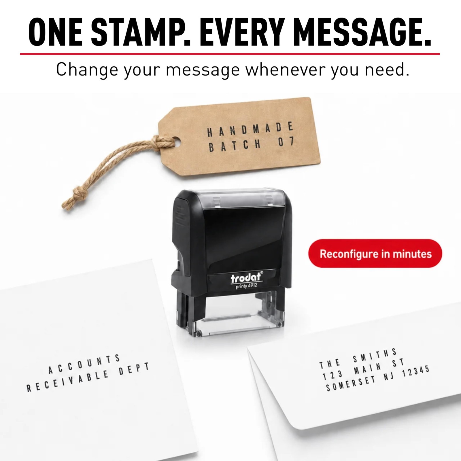 4912 Self Inking DIY 4 line Custom Rubber Stamp Kit Personalized for Name