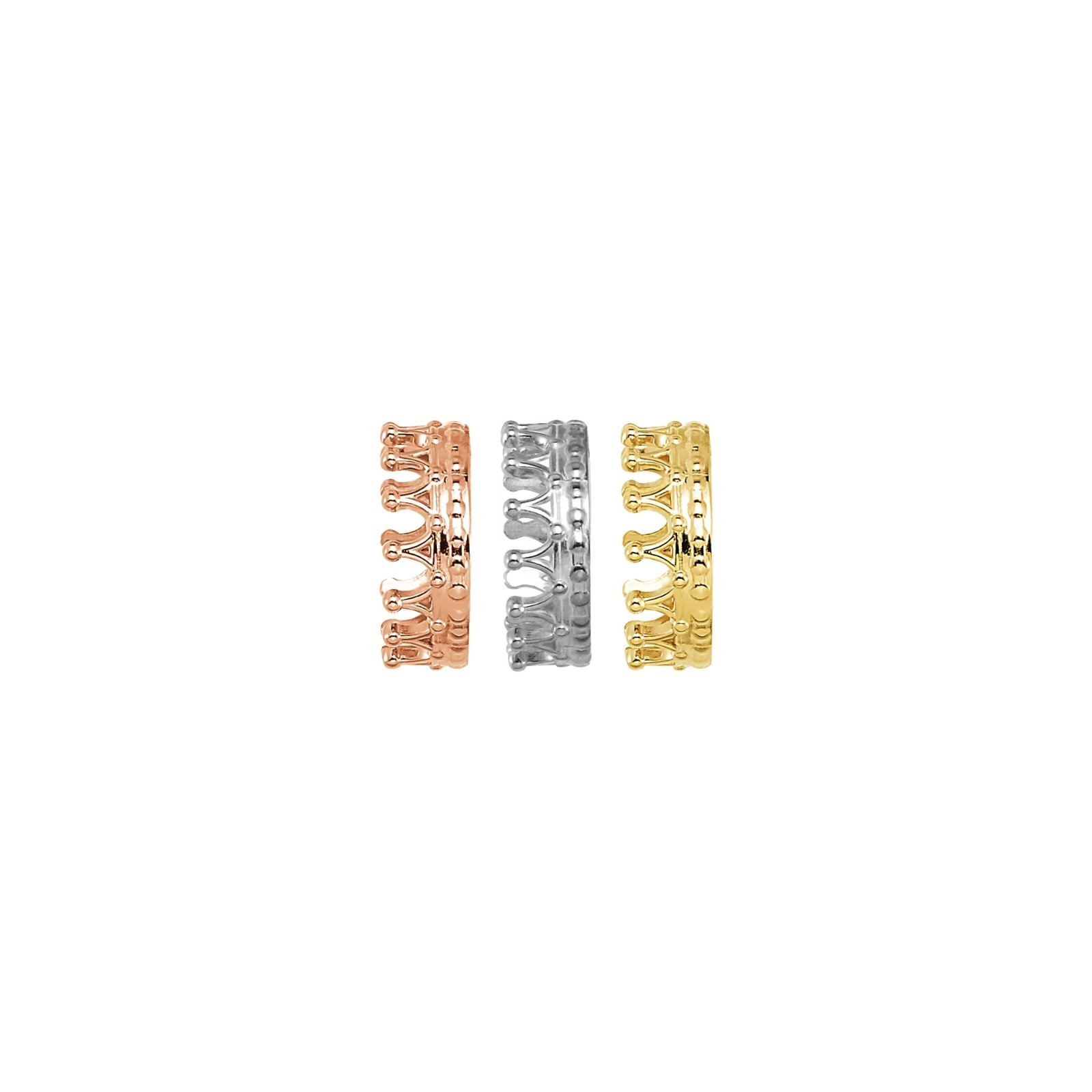 14K Gold, Silver 8 mm Round Cabochon Crown Earring Setting