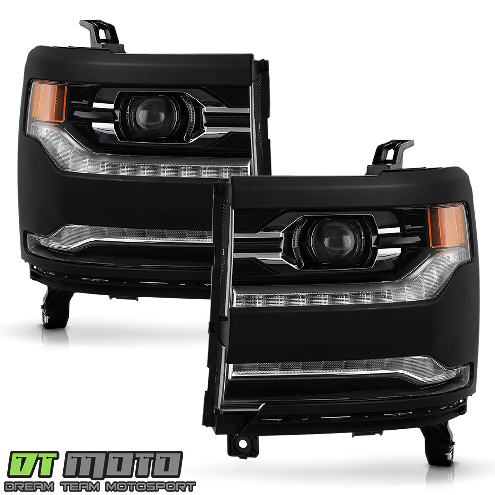 FULL LED 2016-18 Chevy Silverado 1500 Type DRL Projector Headlights SET (Primed)
