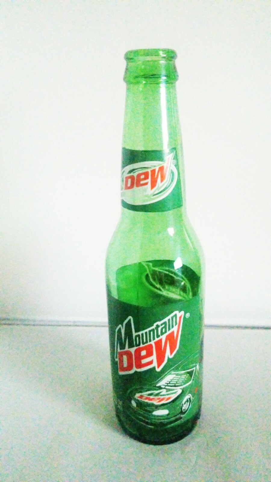 Empty 12oz MOUNTAIN DEW RACE CAR DEW CREW ACL SODA BOTTLE