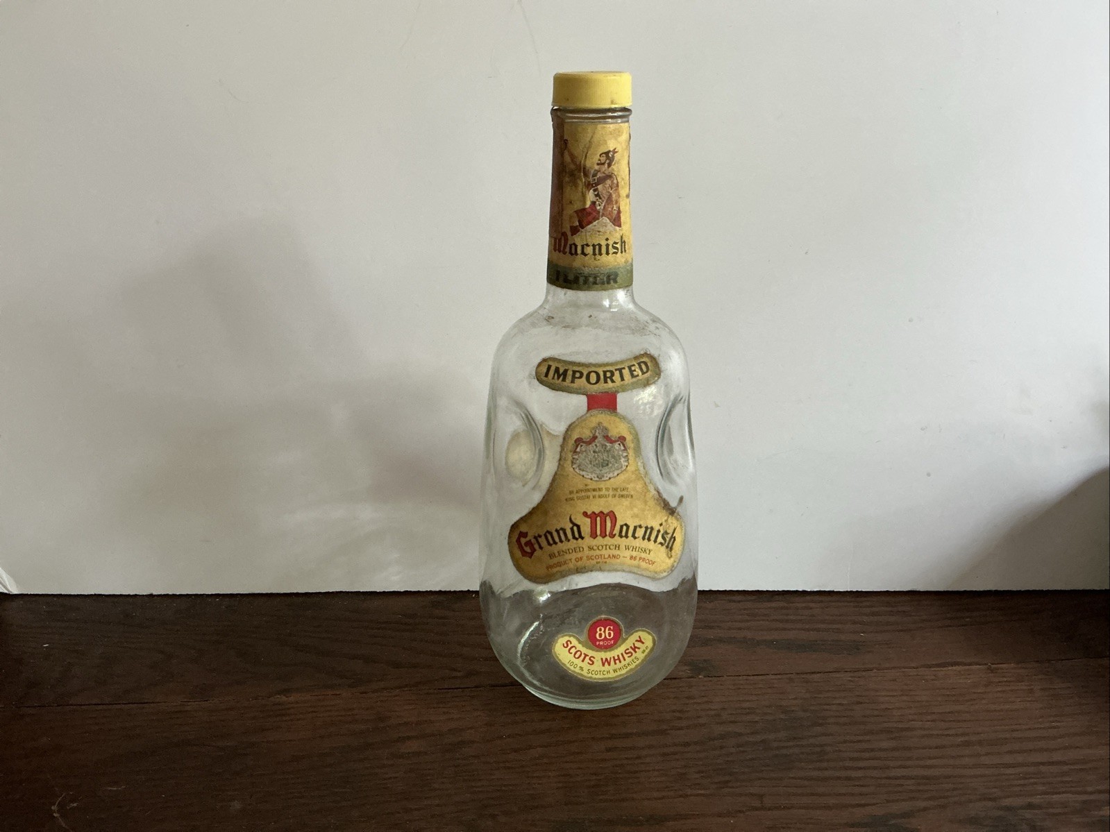 Vintage Empty Grand Mannish Scots Whisky Bottle 1 Liter; ES0627