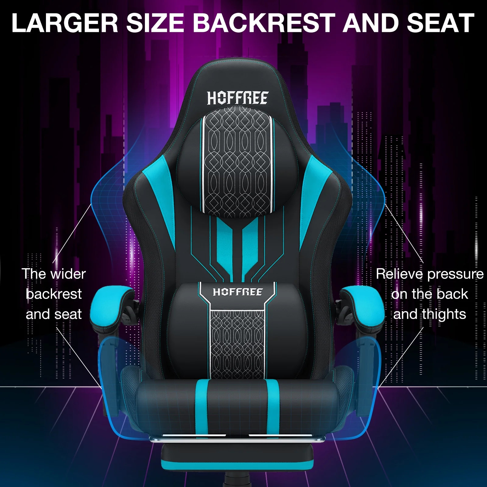 Big and Tall Gaming Chair with Speakers and RGB Lights, Gamer Chair with Footres