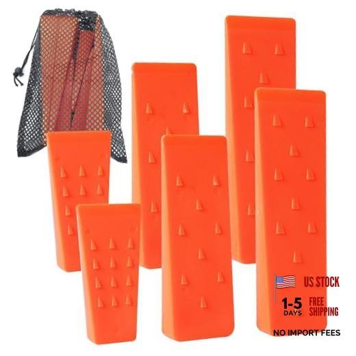 6 Pack Tree Felling Wedges with Spikes for Safe Tree Cutting 5.5“+8”+10“ Orange
