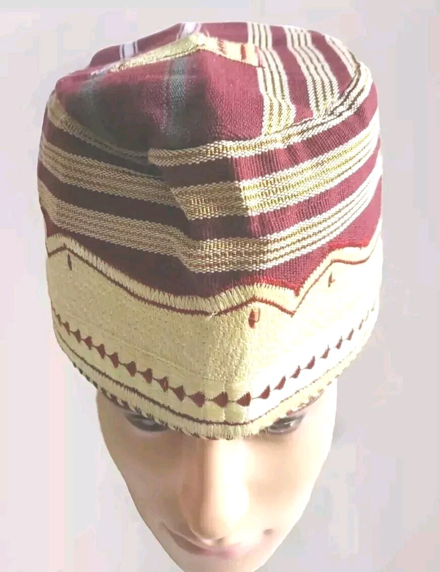 BROWN/CREAM CAP ASO OKE NIGERIAN ASO EBI FOR MEN/YOUTHS/BOYS. SIZES 24: 24 1/2.