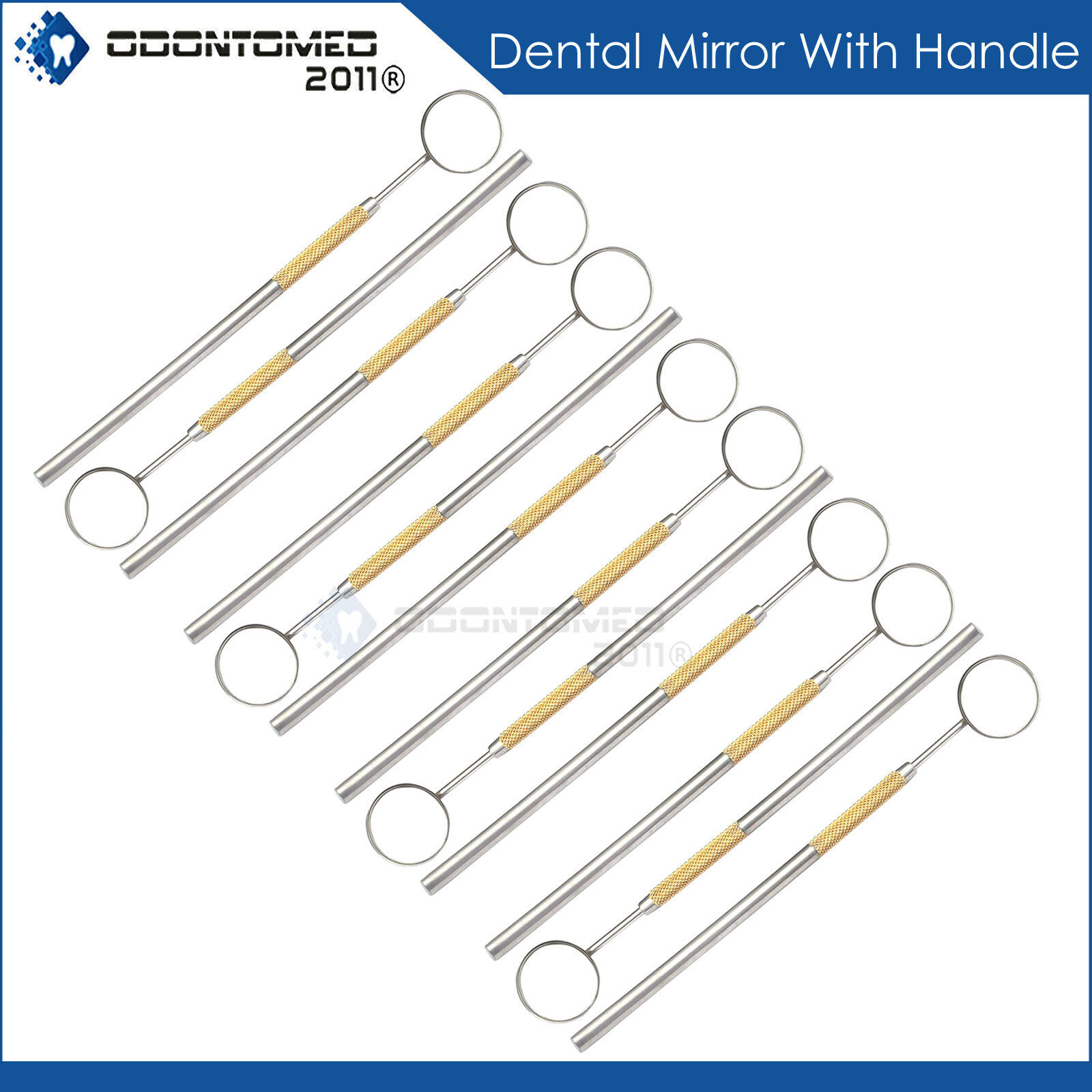 12 Dental Mouth Mirror #5 With Gold Plated Handle Dental Surgical Instruments