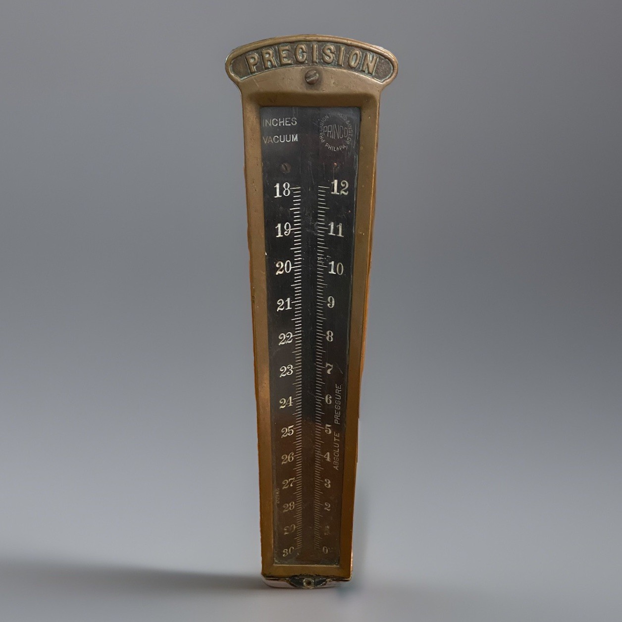 vintage Princo Precision brass industrial vacuum gauge from Philadelphia.