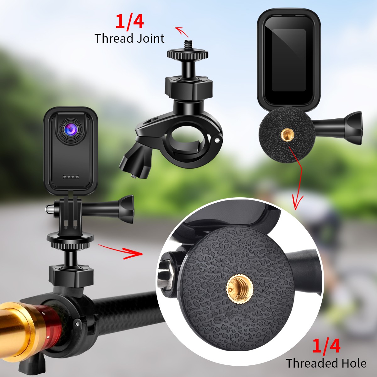 2K Ultra HD Action Camera 400W Pixel Video Recorder+Riding Fixed Bracket 120°