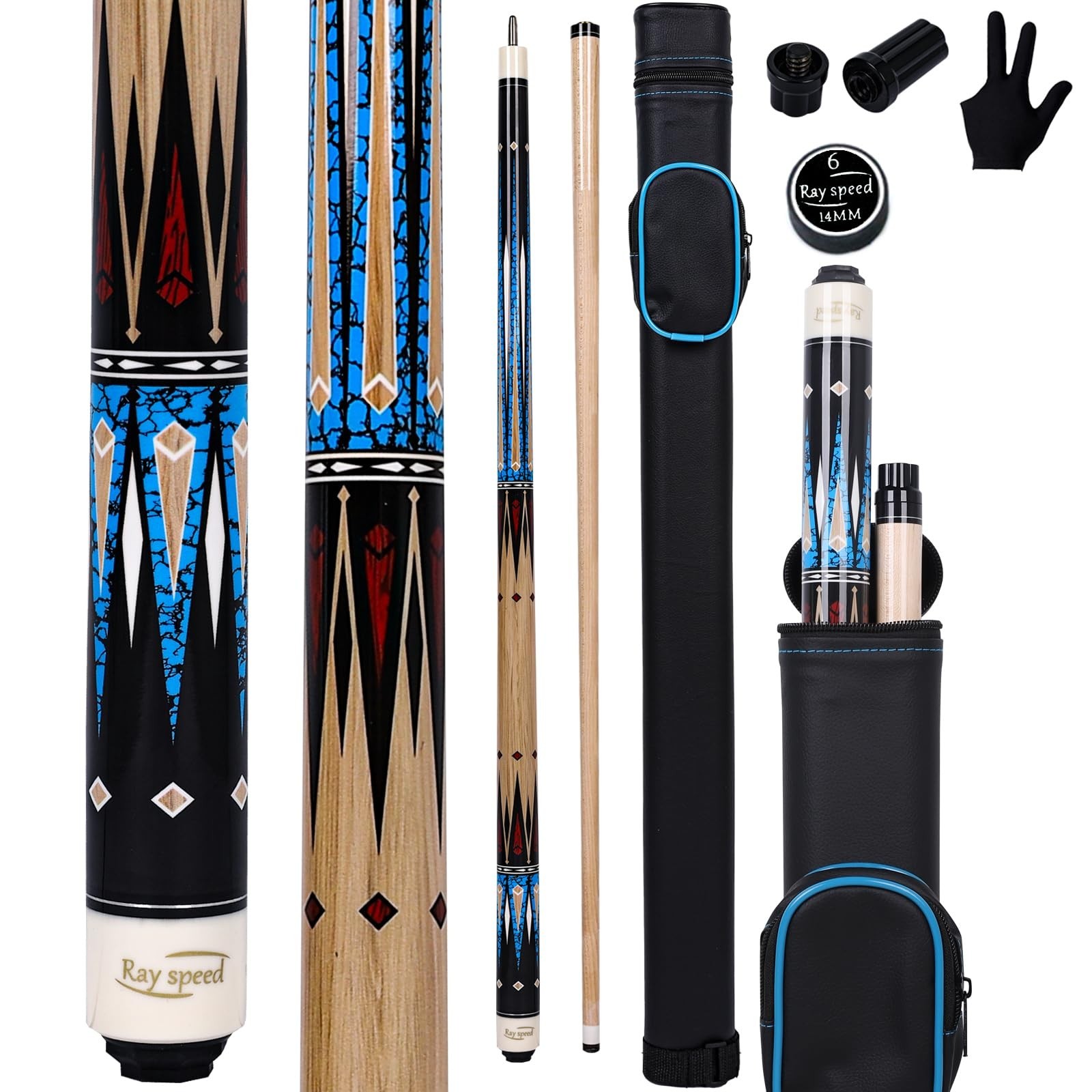 Pool Cue Stick with Hard Case Hardwood Canadian Maple Professional Billiard P...
