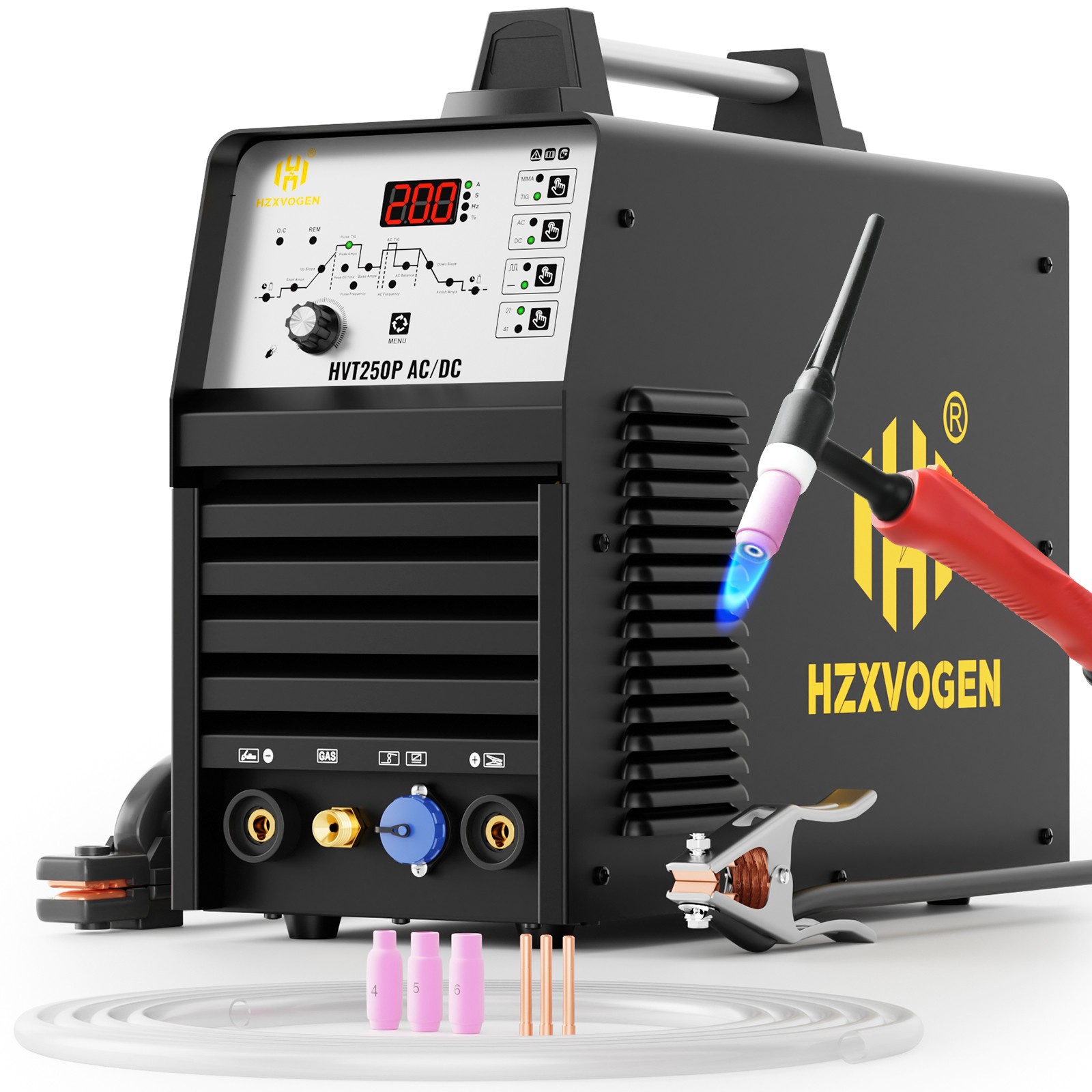 200A 6-in-1 TIG Welding Machine Pulse Aluminum Pro Welder for Beginner 110V 220V