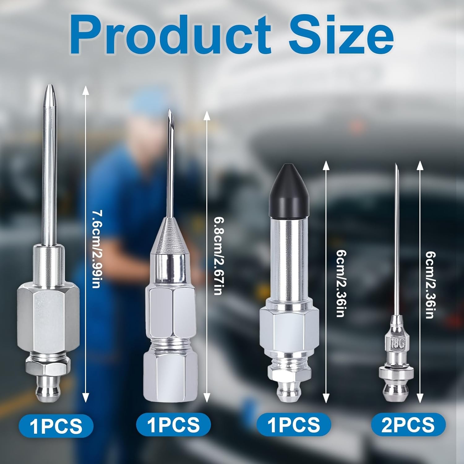 5PCS Grease Gun Needle Accessory Set, Includes Grease Needle Dispenser, Rubber C