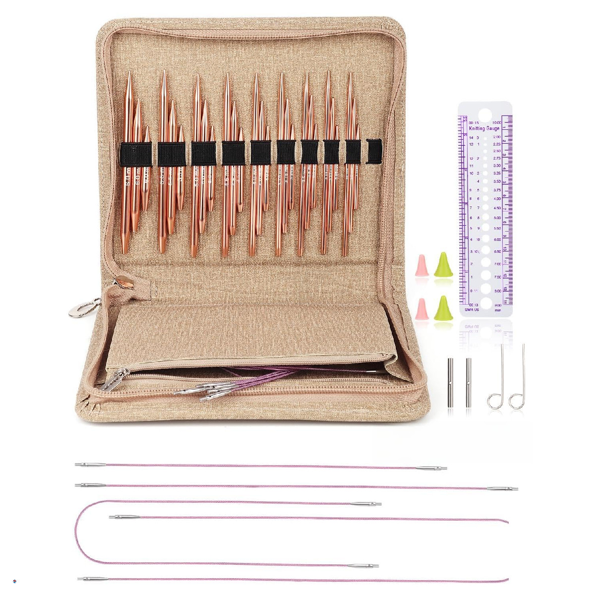 Aeelike Aluminu Interchangeable Knitting Needles Set, Circular Knitting Needles