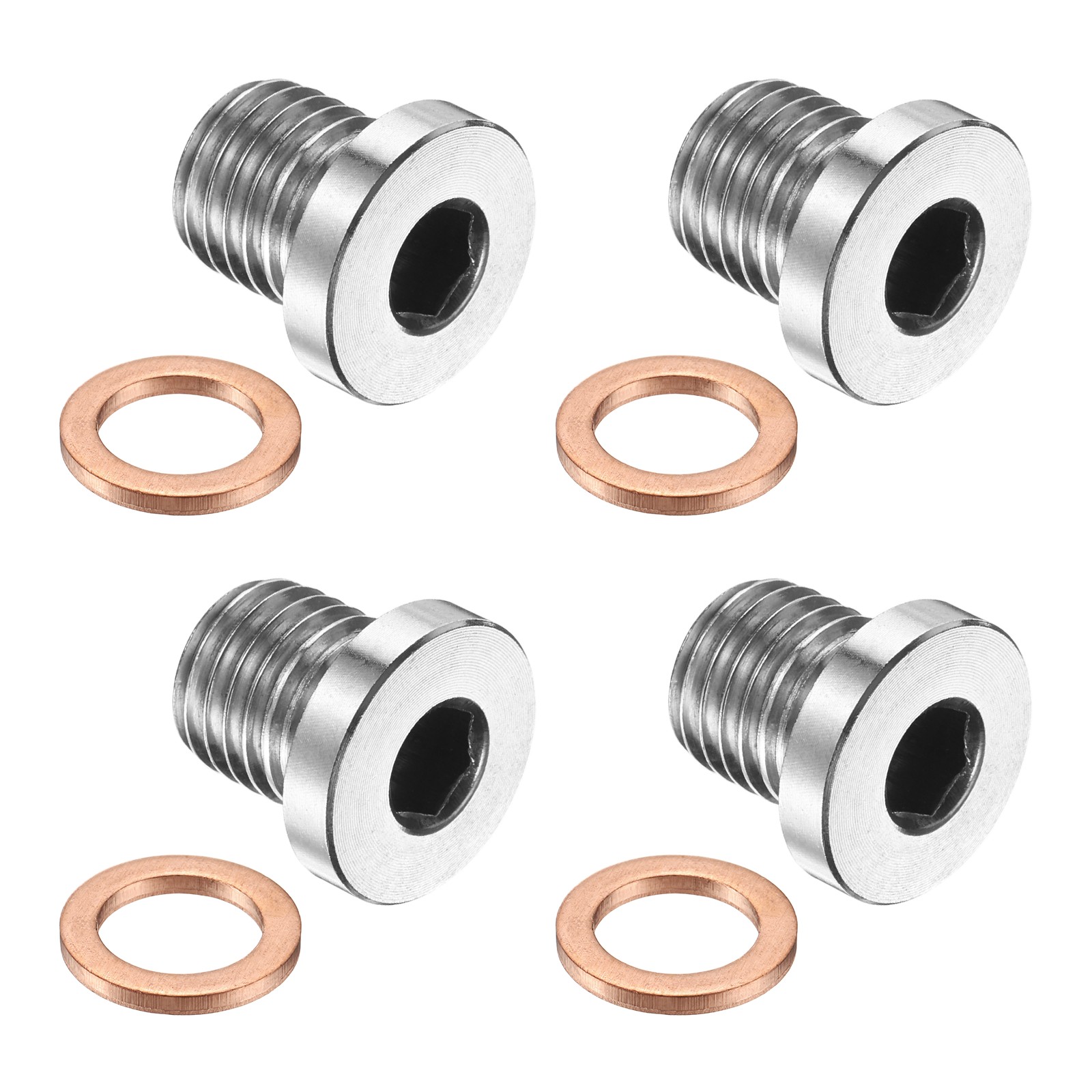 4 Pack M12 x 1.5 Pipe Plug Fitting Internal Hex Head Socket 304 Stainless Steel