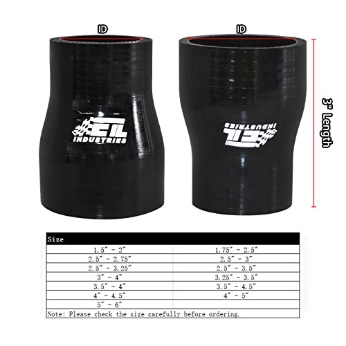 ID 3.5" to 4.5", Length 3" Silicone Reducer Straight Coupler 3.5" ID to 4.5" ID