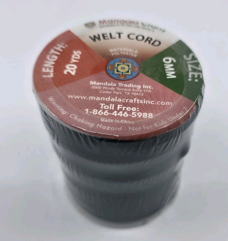 Mandala Crafts Welt Cord 6mm 20yd Spool New Unused Jewelry Crafts Black Soft