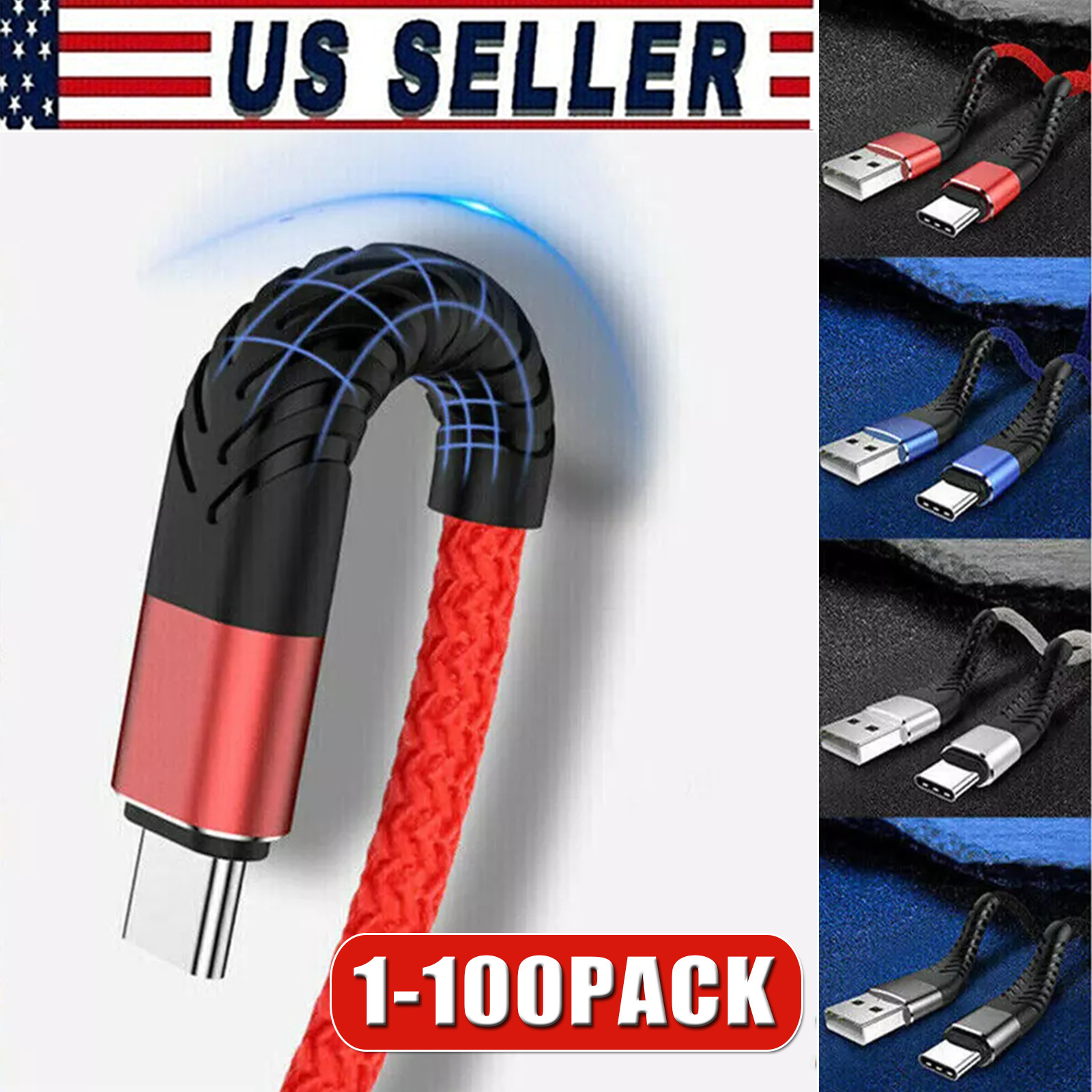 Heavy Duty Braided USB C Type-C Fast Charging Data Sync Charger lot Long Cord