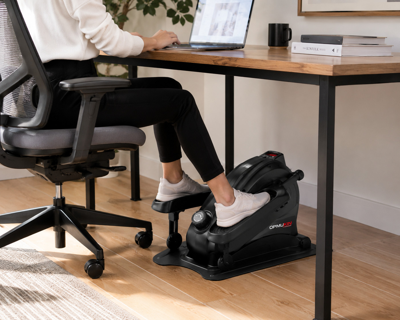 OPMUKIN Under Desk Elliptical Machine 8 Speed Seated Exercise Pedal