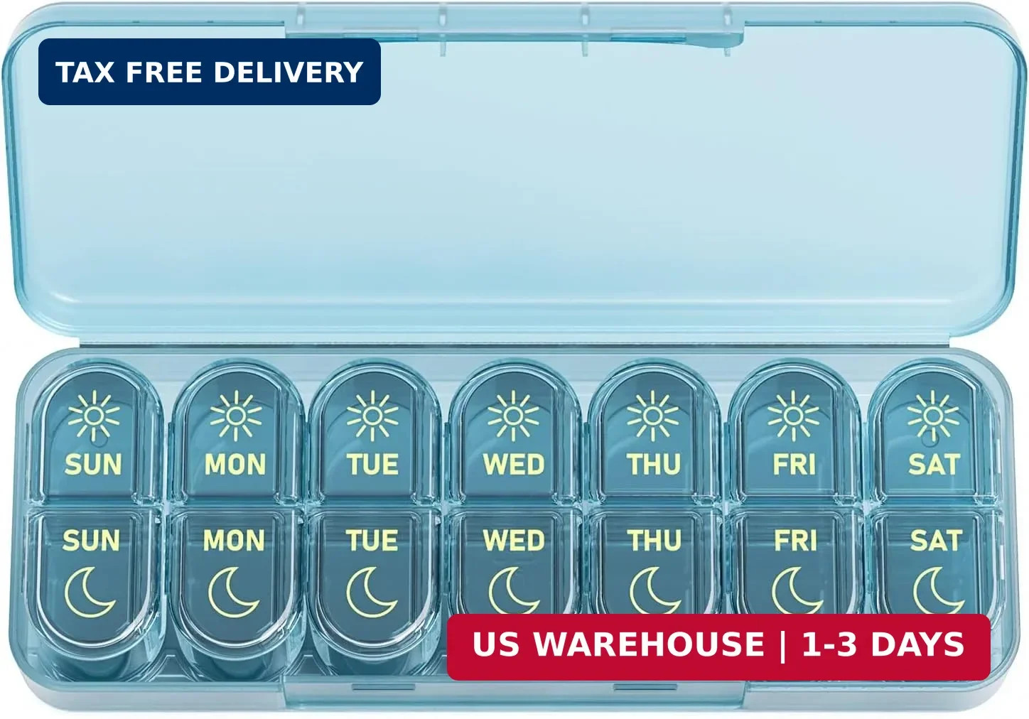 Daviky Weekly Pill Organizer 2 Times a Day, 7-Day AM PM Medicine Case, Travel-Fr