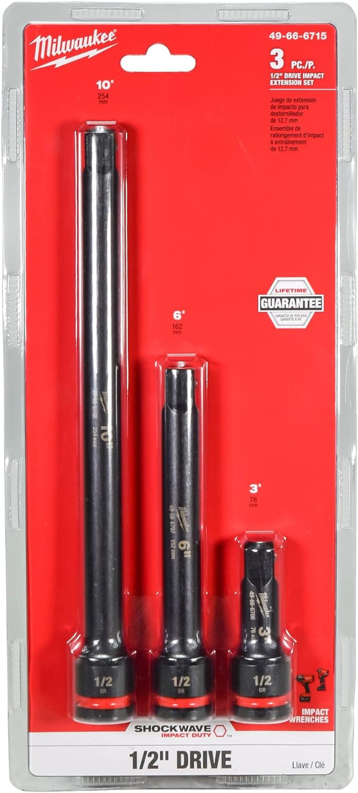 Milwaukee Electric - 3PC Shockwave IMP Duty 1/2DR Extension Set