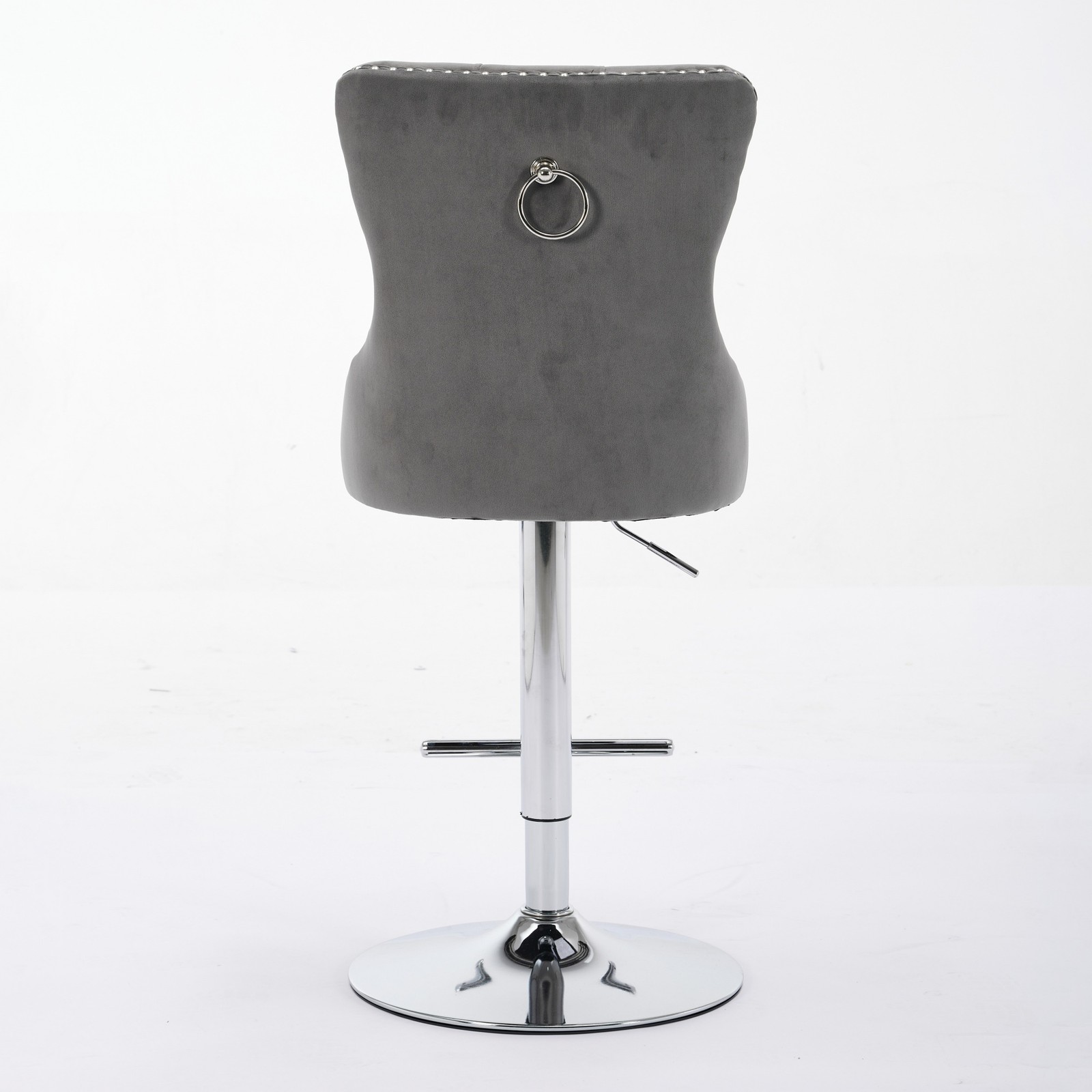 Thick Chrome Swivel Velvet Barstools,Adjustable 25-33"Height,Modern Upholstere