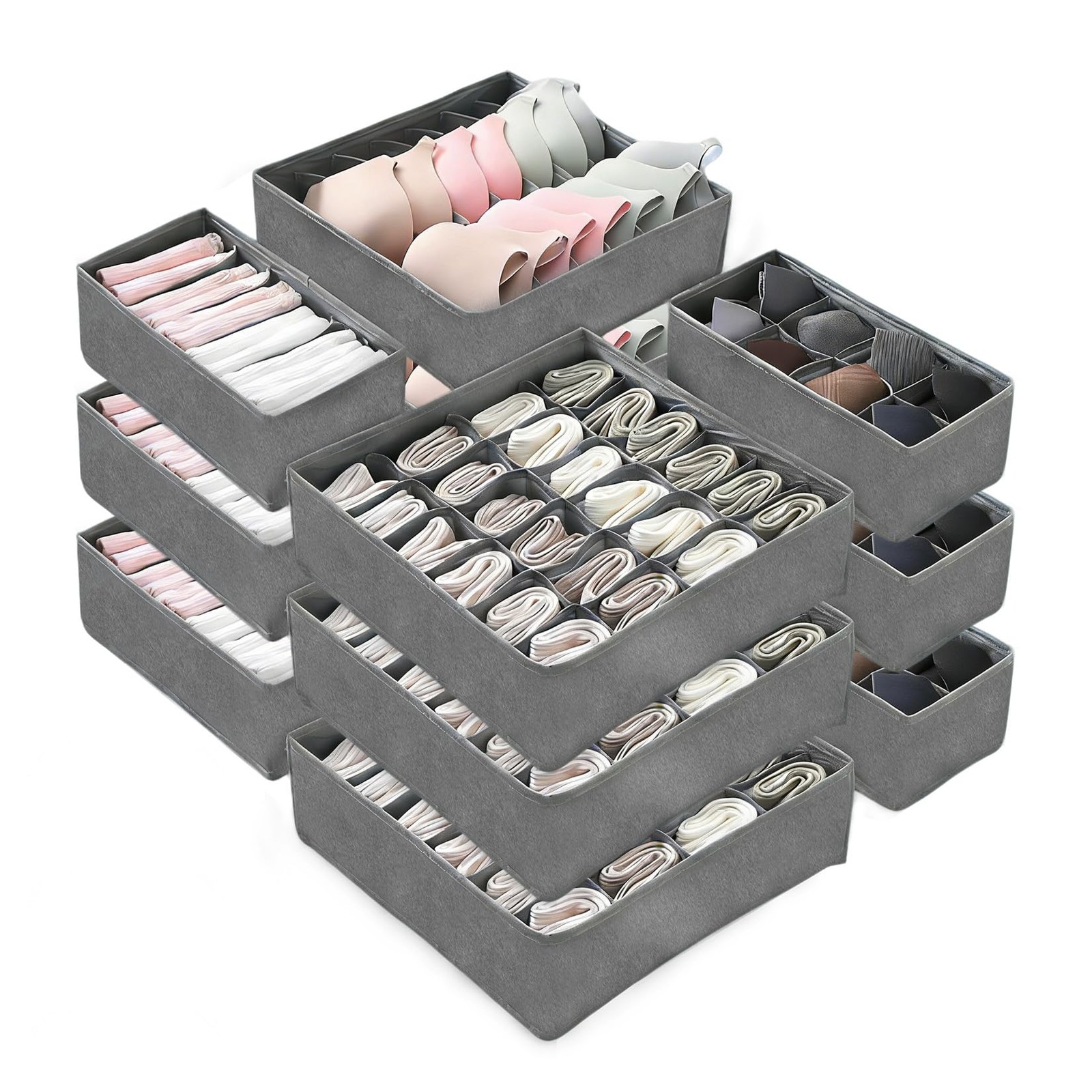 12 Pack Underwear Drawer Organizers, 116 Cells Dresser Drawer Divider Bins fo...