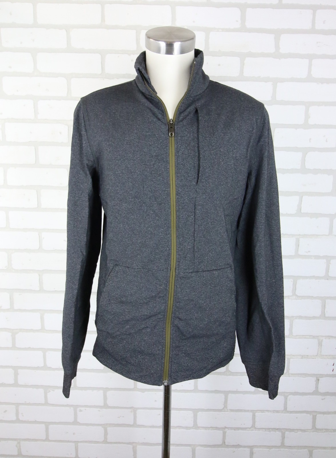 Lululemon Full Zip Track Jacket Mens Medium Slim Athletic Fit Heather Grey Gym