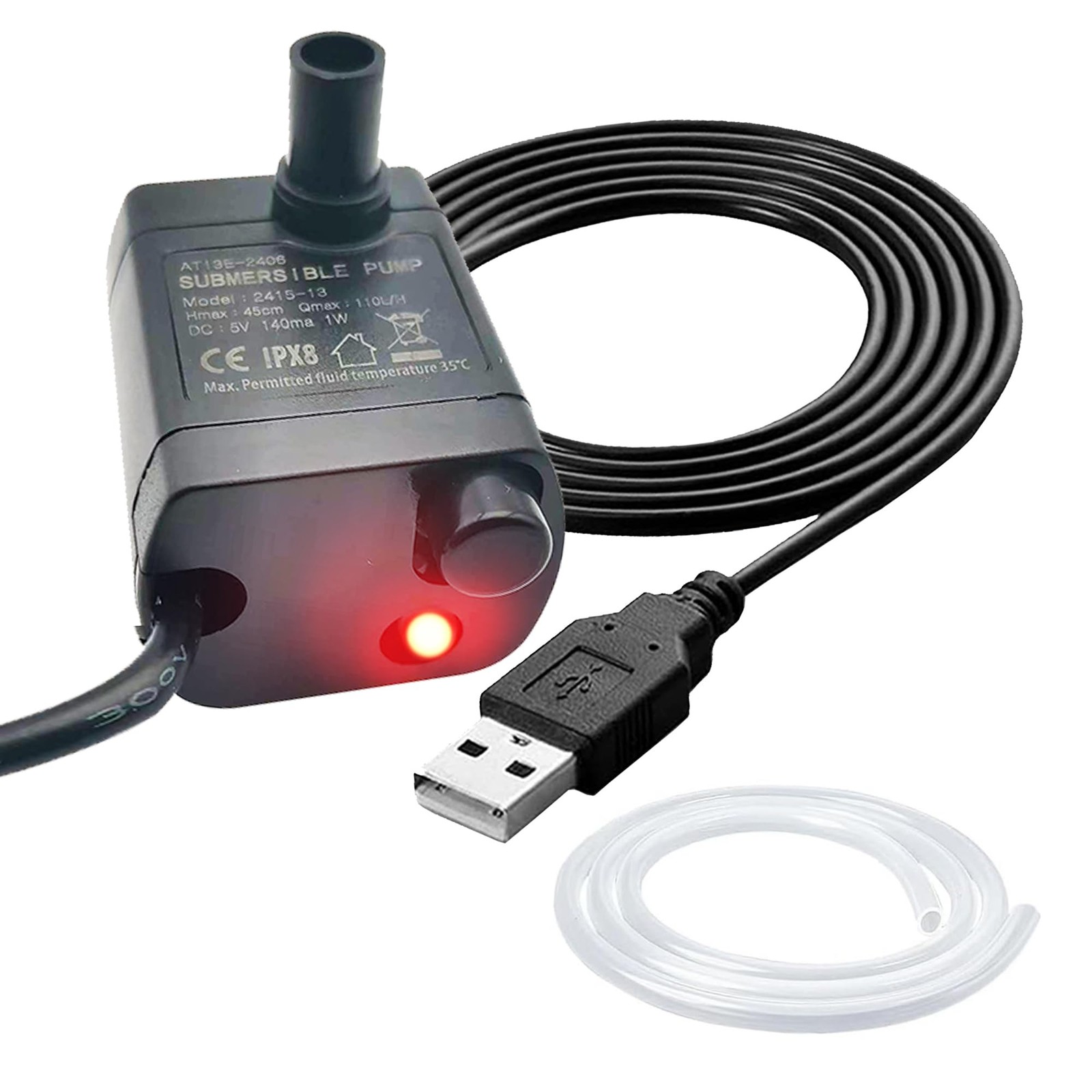 USB Mini Submersible Pump,1M Tube,DC 5V,0.7W Super Quiet Electric Brushless B...