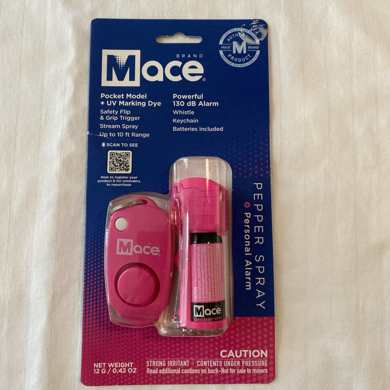 Mace Pocket Model / Alarm Pink Combo 10% OC Pepper With UV Dye 20 Bursts - 80790