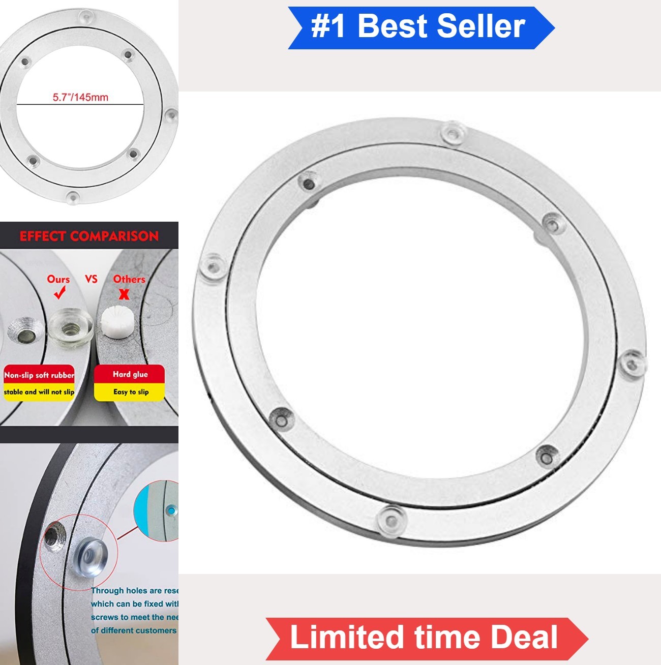Heavy Duty Turntable Bearing 8 Inch Aluminum Alloy Lazy Susan Swivel Rotating