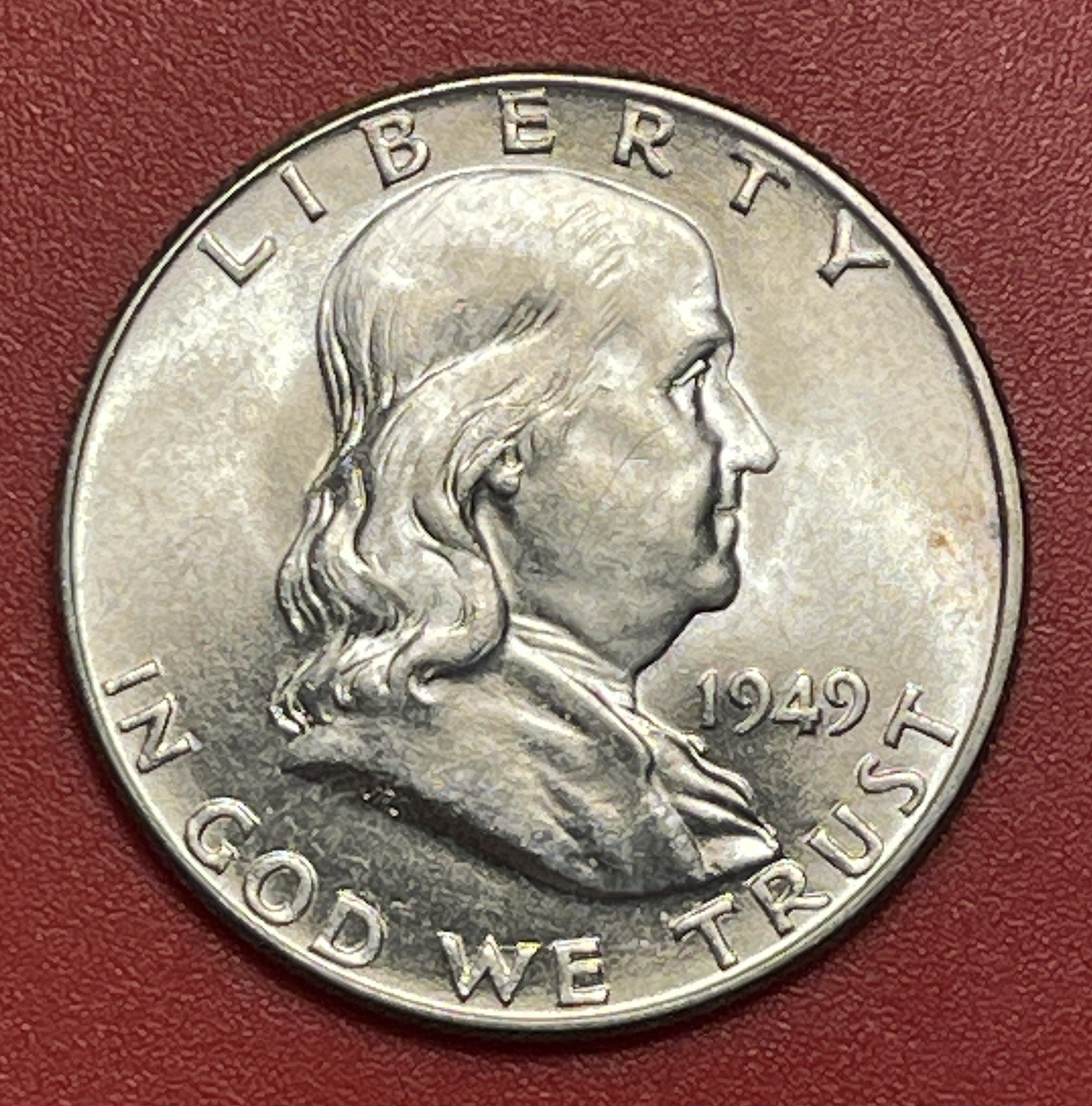 1949 P Franklin Silver Half Dollar, Choice to Gem Uncirculated, FBL.