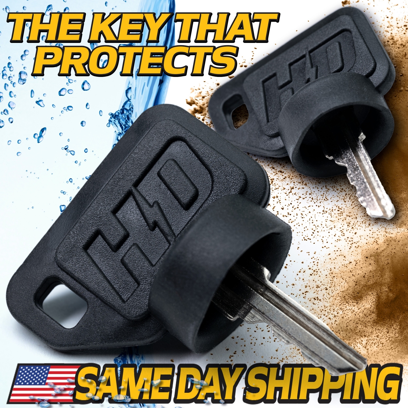 (2 Pk) Ignition Switch Key fits Ariens Gravely 09287000 04331700 & Carabiner