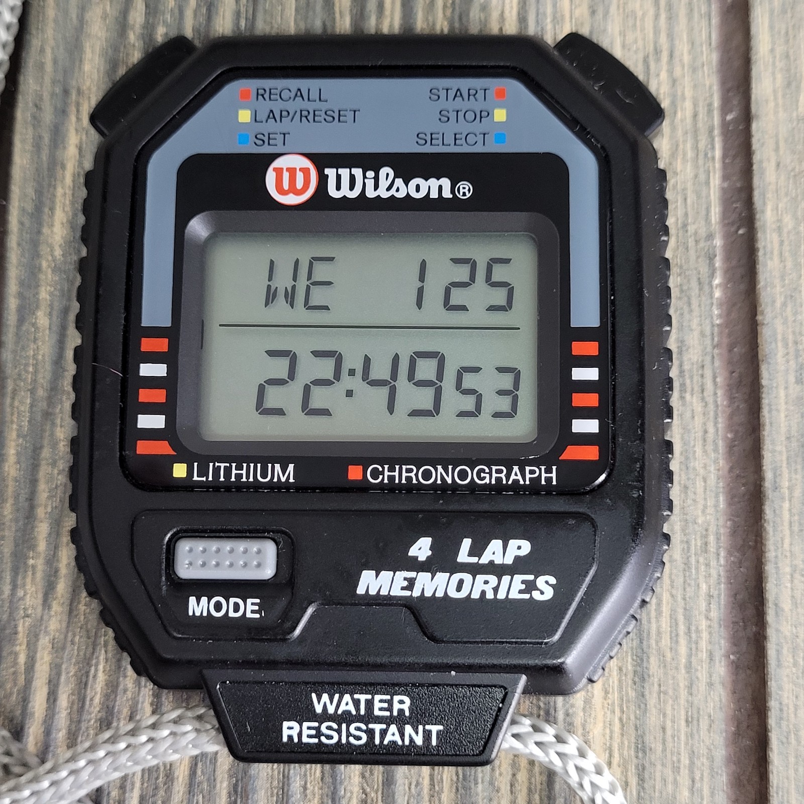 Wilson Digital Stopwatch Chronograph 4 Lap Water Resistant New Battery Vintage