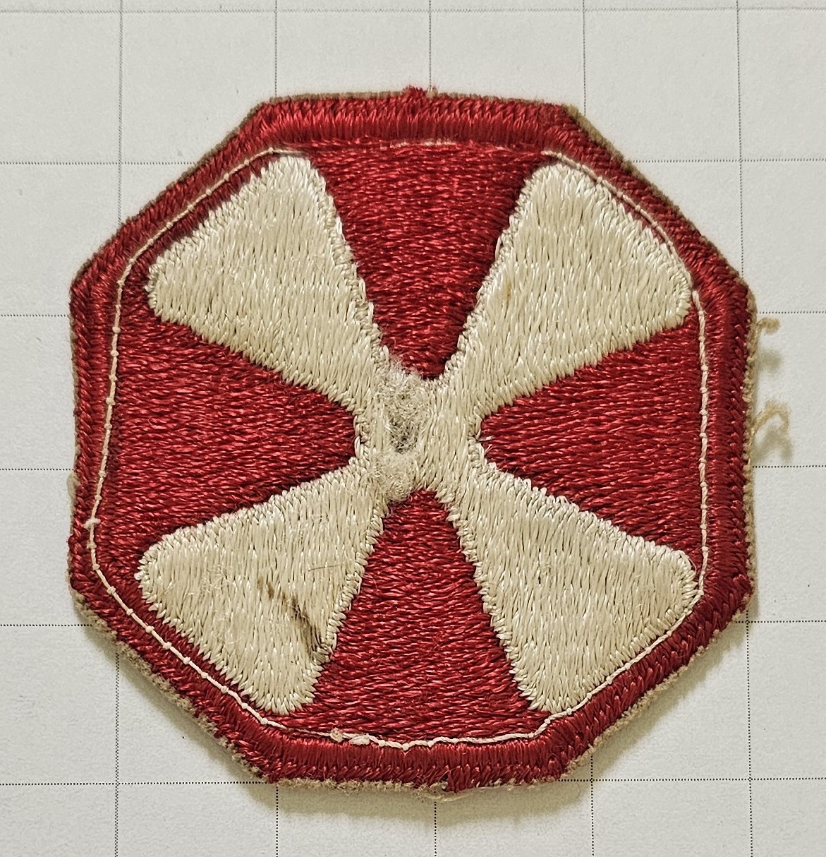 Vintage WWII era US Army 8th Army SSI Cut Edge 2.25" patch