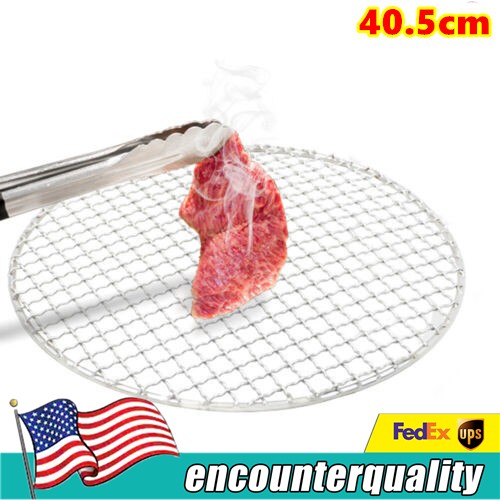 16 Inch Round Barbecue Grill Net Stainless Steel Mesh Rack Grid Grate Steam Net