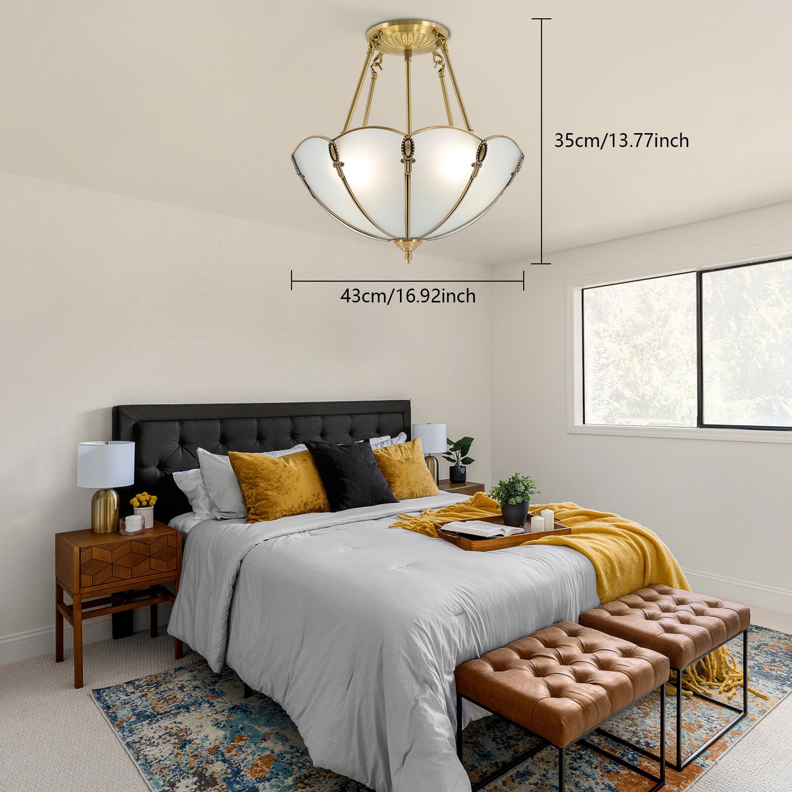 Retro Pendant Lamp 110V Hanging Chandelier 4 Lights Antique Style Pendant Light