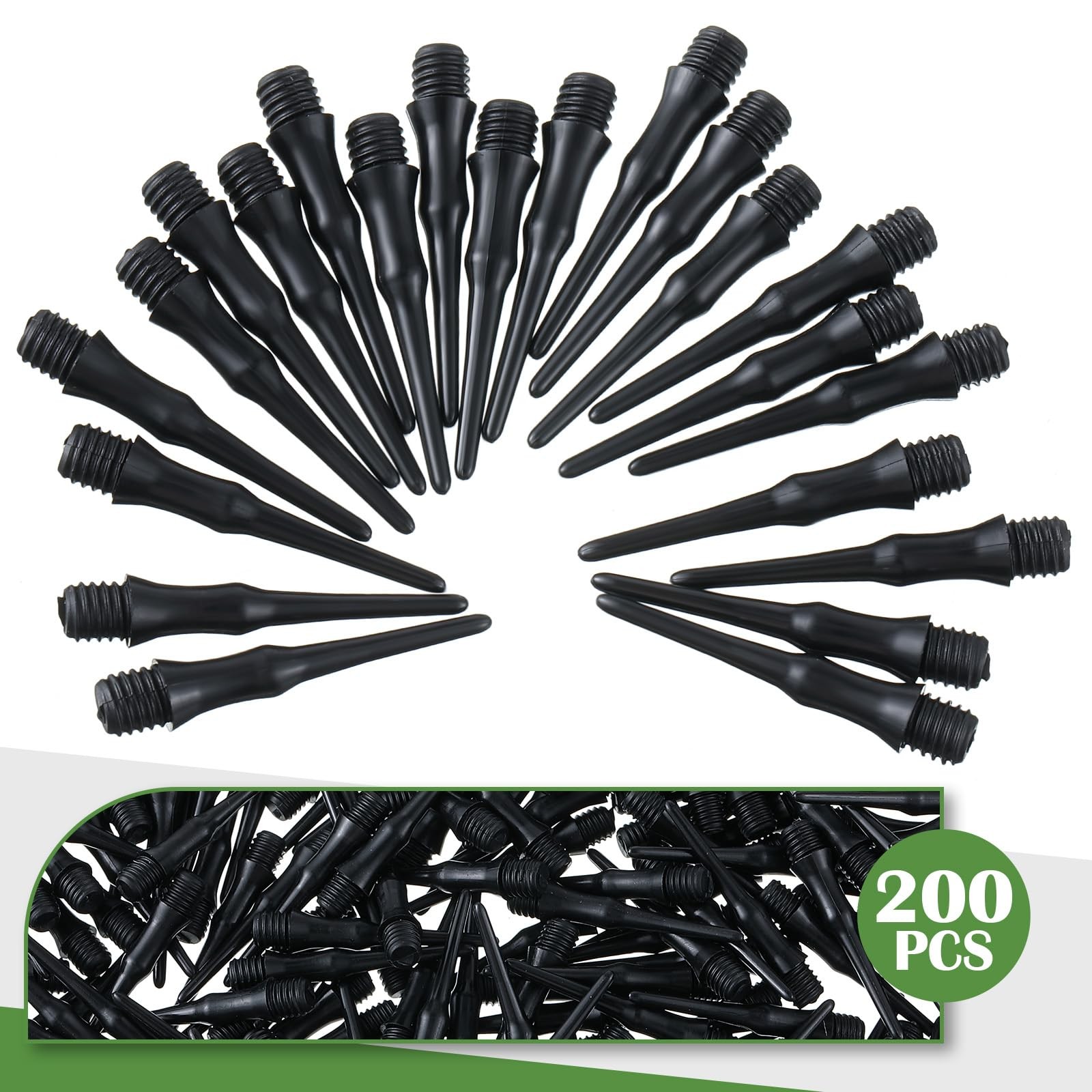 VioraWhite 200 Pack 2BA Thread Soft Tip Dart Points Plastic Replacement Dart ...