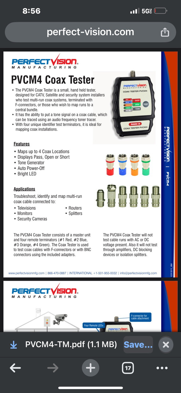 Perfect Vision Coaxial Tester PVCM4
