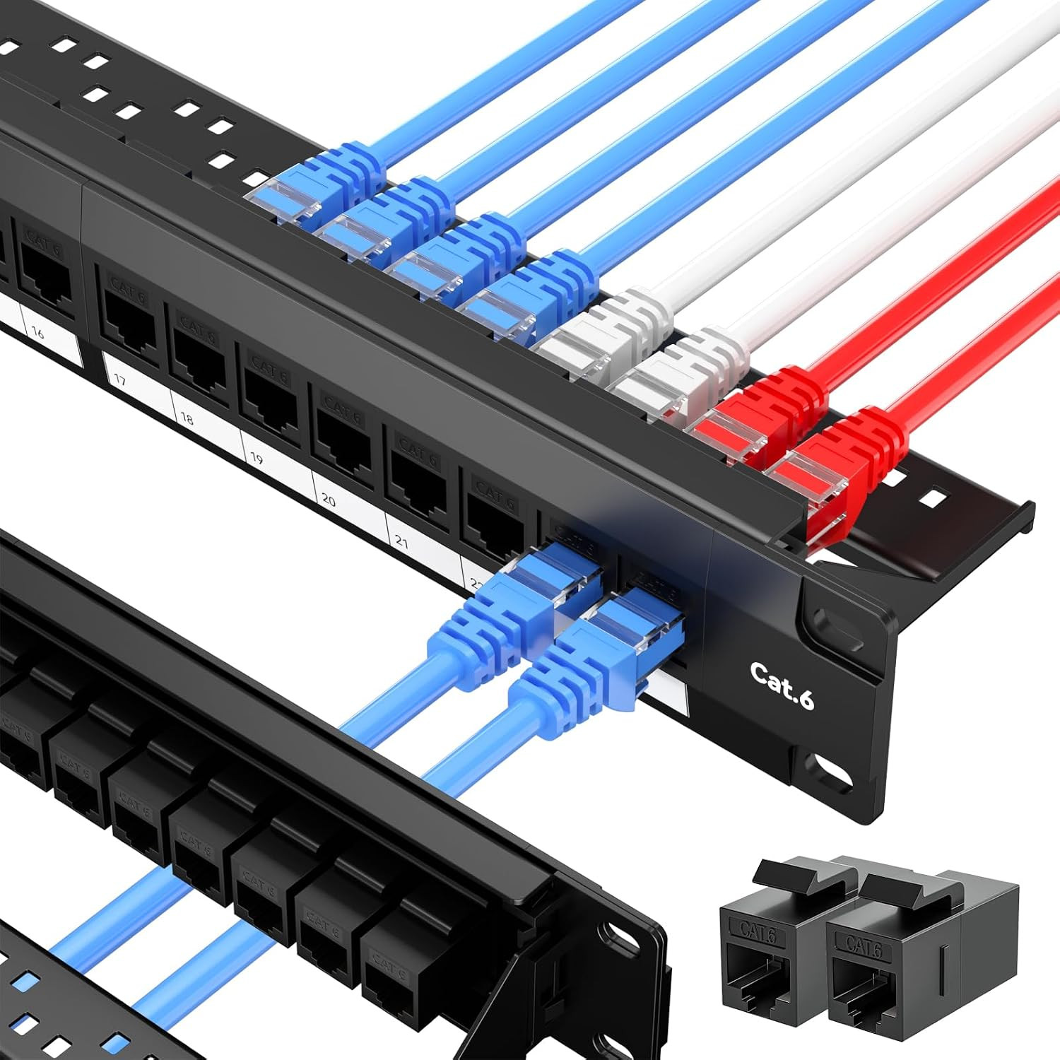 24 Port Patch Panel Keystone Patch Panel 24 Port Loaded with RJ45 Couplers plus