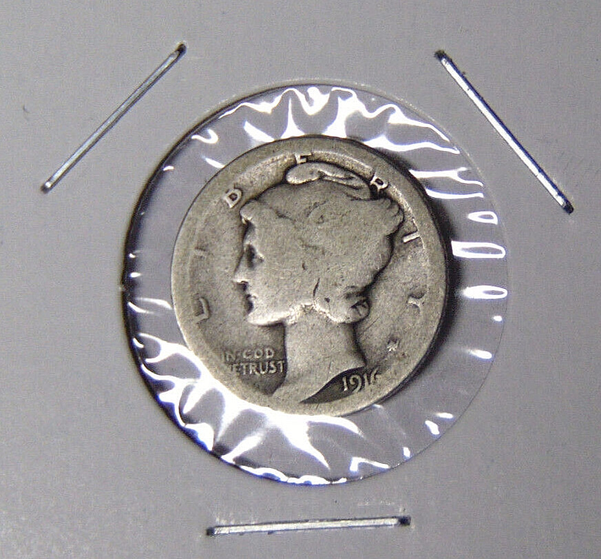 1916-S Mercury Silver Dime Circulated San Francisco Winged Liberty Dime (1.2124)
