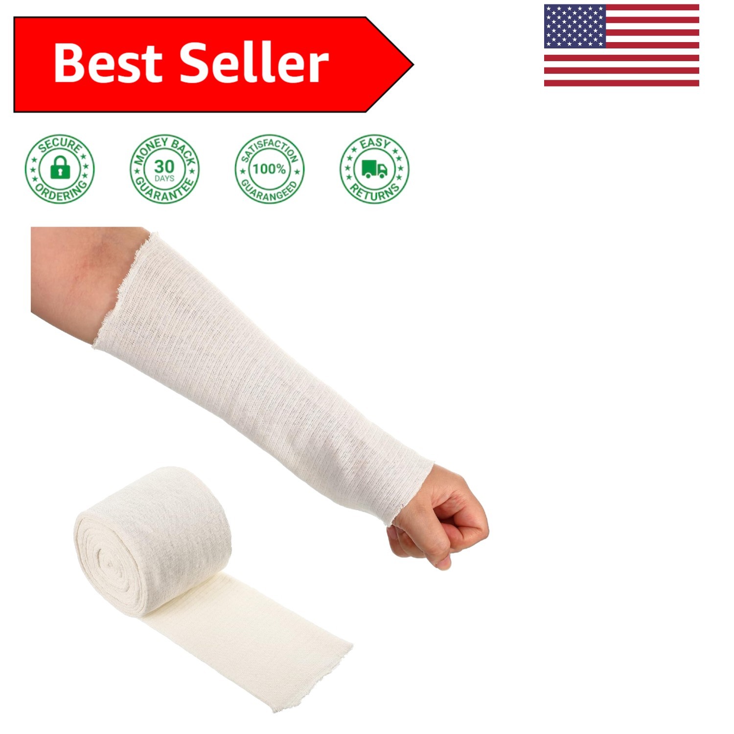 White Cotton Elastic Arm Cast Sleeve Roll - 5.47 Yard for Comfortable Protection