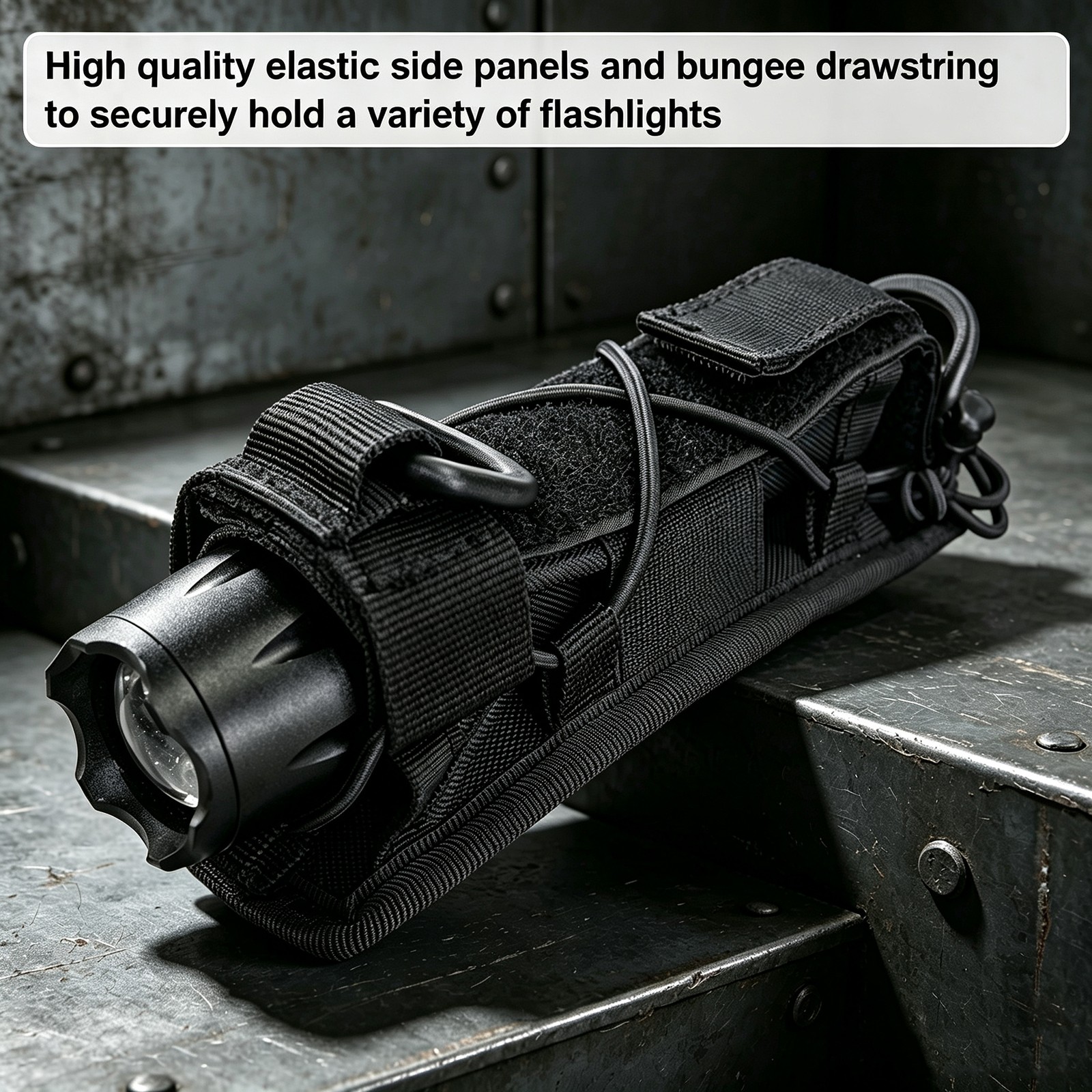Tactical Molle EDC Pouch Open Top Flashlight Torch Holster Belt Waist Carry Bag