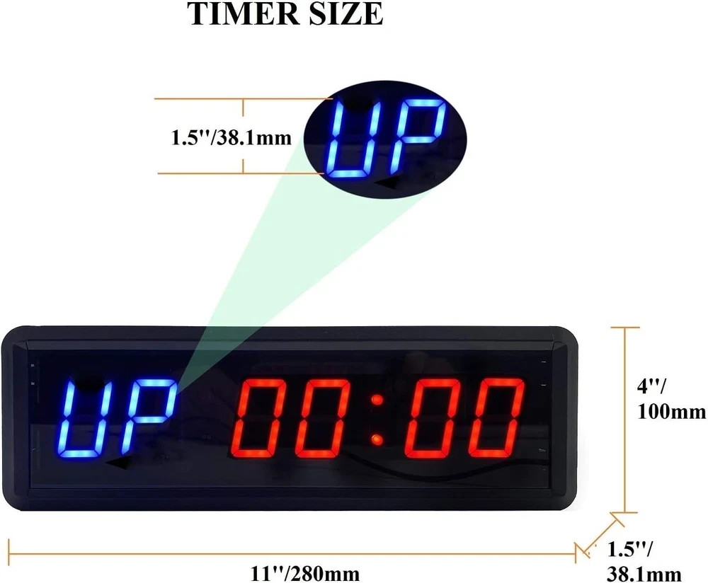 LED Interval Timer Count Down/Up Clock Stopwatch with Remote for Home Gym Fitnes