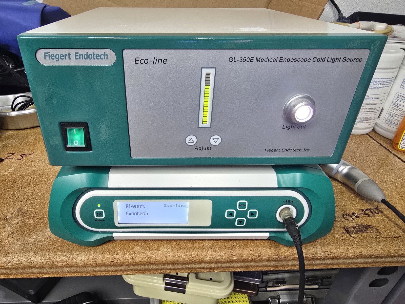 Fiegert Endotech 168D Color Camera unit with GL-350E Endoscope Cold Light Source