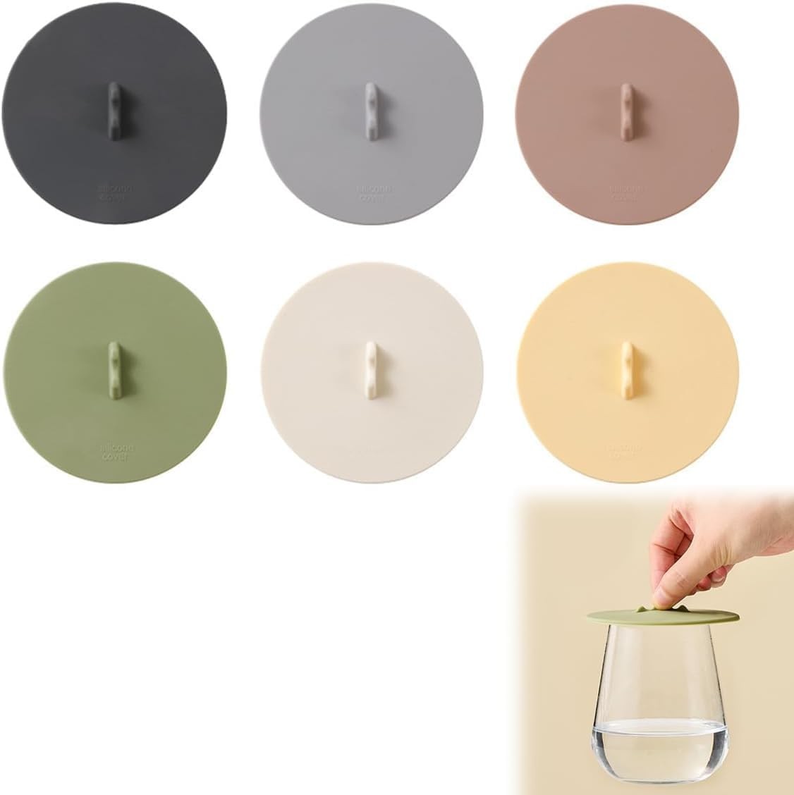SiliconeCup Lids SiliconeCup Covers6color Design, Food Grade Anti-dust Airtight