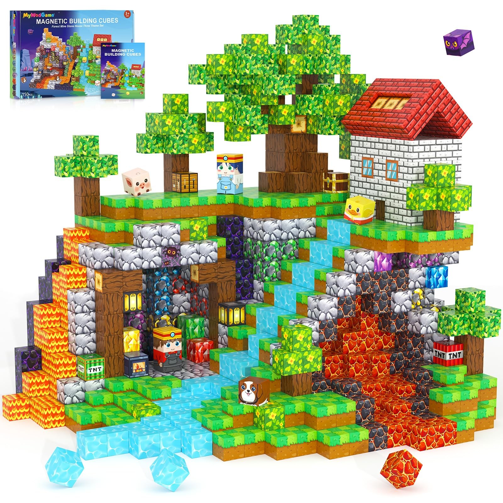 MyWodGame 150PCS Magnetic Blocks Building Toys for 3+ Year Old Boys Girls, Kids