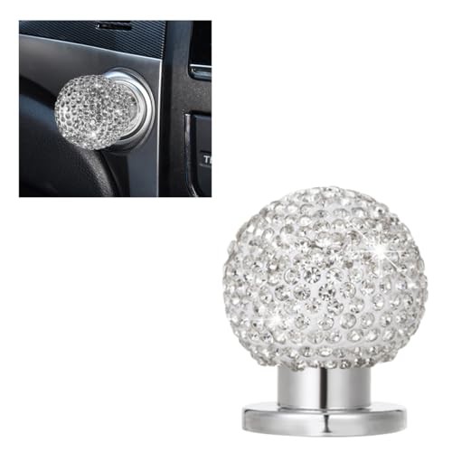 YoRise Bling Car Push Start Button Cover, Rhinestone Car Start Button White