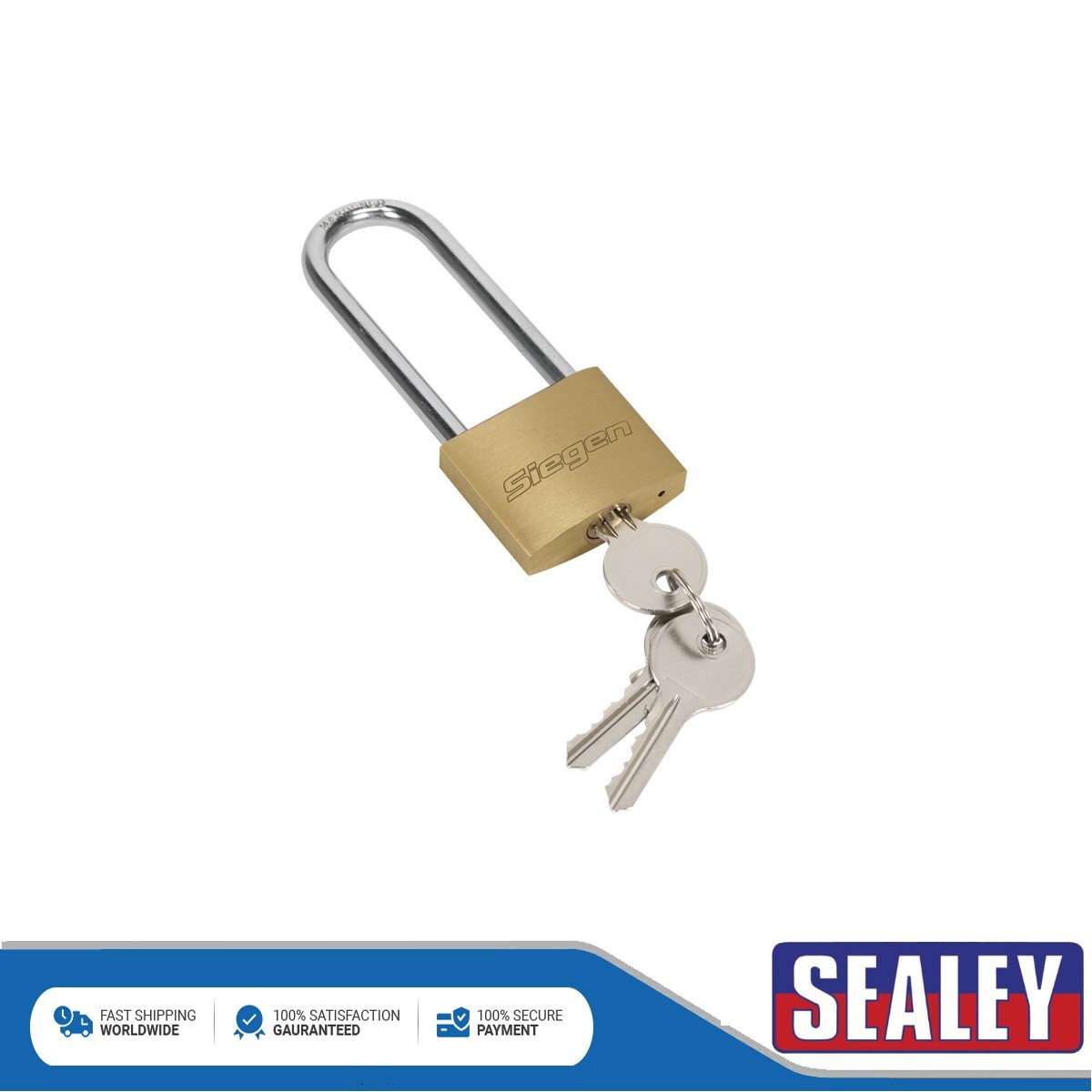 Sealey Siegen Brass Body Padlock with Brass Cylinder Long Shackle 40mm S0989