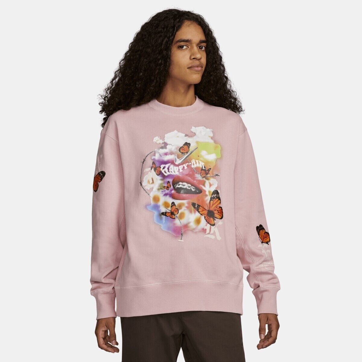 $120 Nike Sportswear Crew Sweater Peach Pink Mens Size S / M / L DZ3049-630