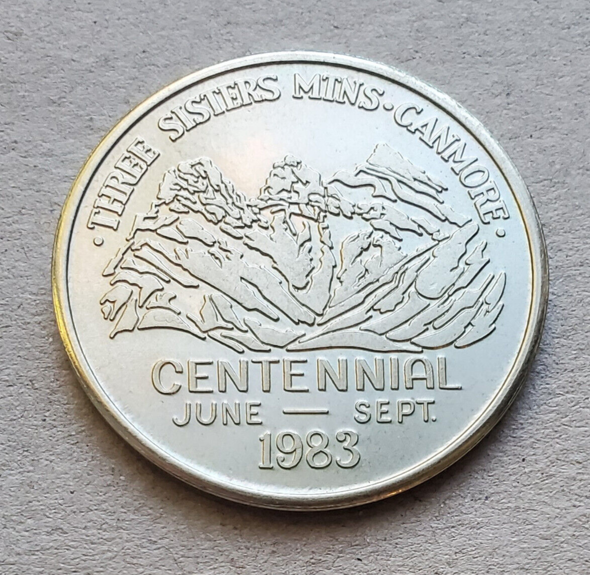 1983 Canmore Alberta Canada - Three Sisters Mountains Centennial Medallion Medal