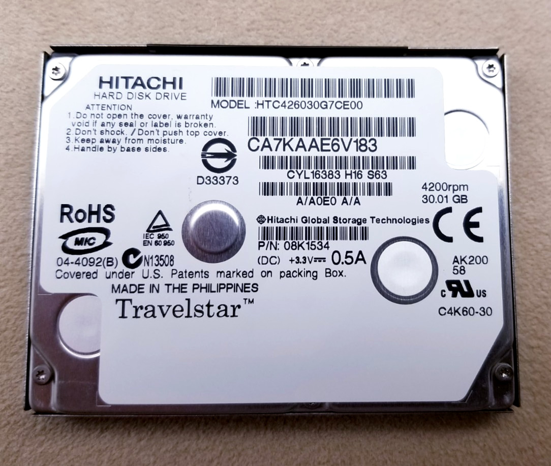 Hitachi Travelstar 30GB 1.8" Internal Hard Drive HDD-Model HTC426030G7CE00