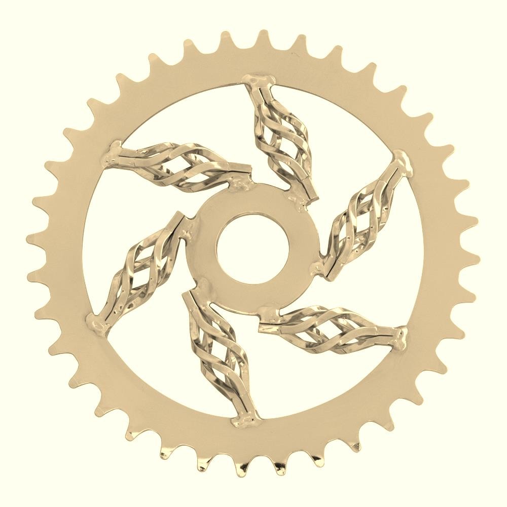 Lowrider Bike Bicycle Cage Twisted Sprocket Chainring 36T Gold